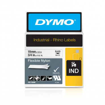 Dymo RP joustava nylonteippi 19 mm valkoinen | Rauman Konttoripalvelu Oy