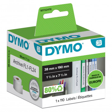 Dymo LabelWriter pienet mappitarrat 38 x 190 mm | Rauman Konttoripalvelu Oy