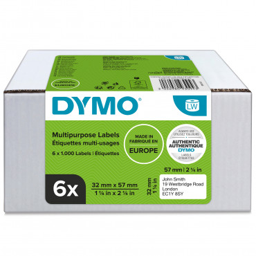 Dymo LabelWriter irrotettavat yleistarrat 57 x 32 mm multipack (6) | Rauman Konttoripalvelu Oy