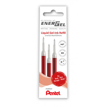 Pentel vaihtosäiliö Energel 0,7 3 kpl punainen | Rauman Konttoripalvelu Oy