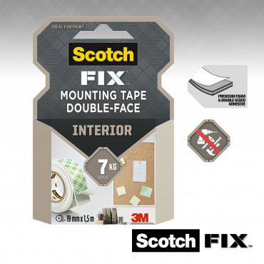 Scotch-Fix Interior kiinnitysteippi 19 mm x 1,5 m | Rauman Konttoripalvelu Oy