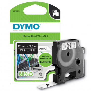 Dymo D1 tarrateippi 12 mm mu/va | Rauman Konttoripalvelu Oy