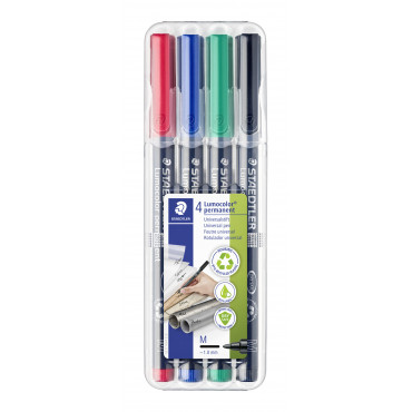 Staedtler Lumocolor M317 medium 4 värin sarja 1,0 mm | Rauman Konttoripalvelu Oy