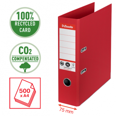 Esselte CO2 neutral mappi No.1 A4 75 mm punainen | Rauman Konttoripalvelu Oy