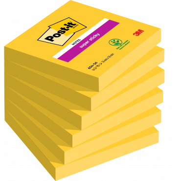 Post-it 654 Super Sticky ultrakeltainen 76 x 76 mm | Rauman Konttoripalvelu Oy