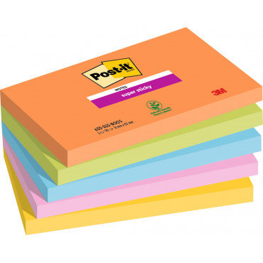 Post-it 655 Super Sticky Boost värilajitelma 76 x 127 mm (5) | Rauman Konttoripalvelu Oy