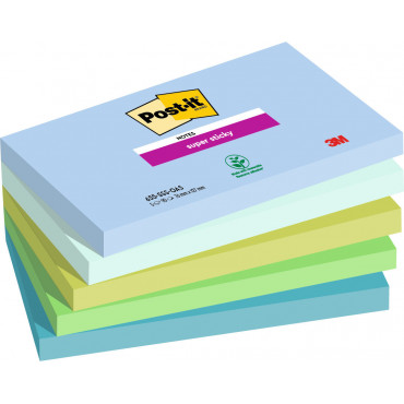 Post-it 655 Super Sticky Oasis värilajitelma 76 x 127 mm (5) | Rauman Konttoripalvelu Oy