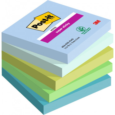 Post-it 655 Super Sticky Oasis värilajitelma 76 x 76 mm (5) | Rauman Konttoripalvelu Oy