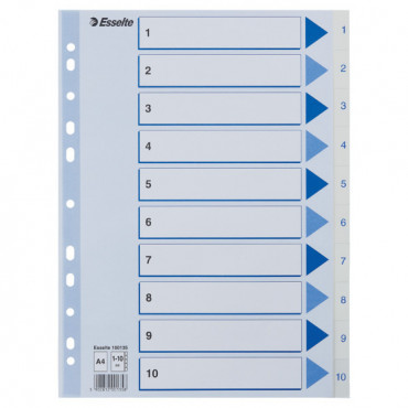 Esselte muovirekisteri 1-10 A4 valkoinen | Rauman Konttoripalvelu Oy