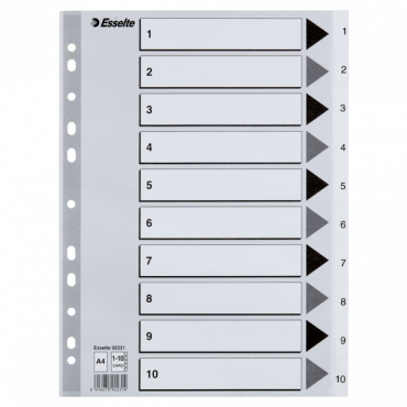 Esselte kartonkirekisteri 1-10 A4 valkoinen | Rauman Konttoripalvelu Oy