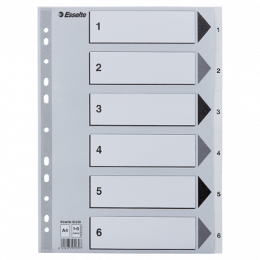 Esselte kartonkirekisteri 1-6 A4 valkoinen | Rauman Konttoripalvelu Oy