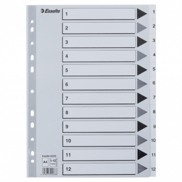 Esselte kartonkirekisteri 1-12 A4 valkoinen | Rauman Konttoripalvelu Oy