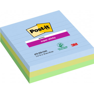 Post-it Super Sticky Oasis värilajitelma viivat 101 x 101 mm (3) | Rauman Konttoripalvelu Oy