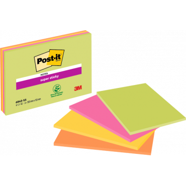 Post-it Super Sticky Meeting Notes neonvärit 203 x 152 mm (4) | Rauman Konttoripalvelu Oy