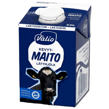 Valio kevytmaito 0,5 L laktoositon UHT | Rauman Konttoripalvelu Oy