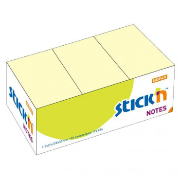 Stick′n viestilappu 38 x 50 mm keltainen (12) | Rauman Konttoripalvelu Oy