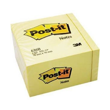 Post-it 636-B viestilappukuutio Canary Yellow 76 mm x 76 mm | Rauman Konttoripalvelu Oy