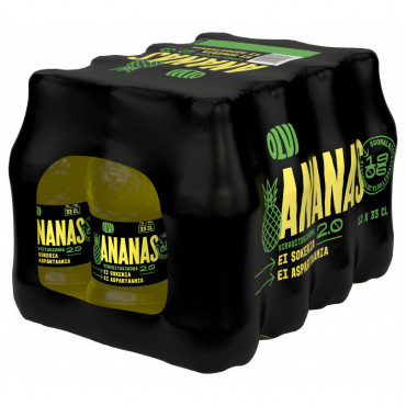 Olvi Ananas 2.0 sokeriton virvoitusjuoma 0,33L KMP 12-pakki | Rauman Konttoripalvelu Oy