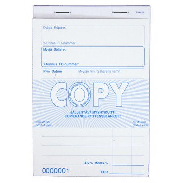 Copy kuittilomake  A6 pysty numeroitu | Rauman Konttoripalvelu Oy