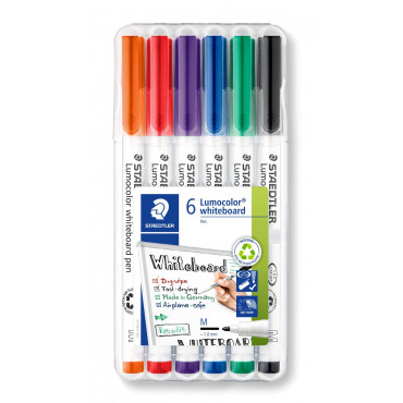 Staedtler Lumocolor valkotaulukynä 1 mm 6-v sarja ohut | Rauman Konttoripalvelu Oy