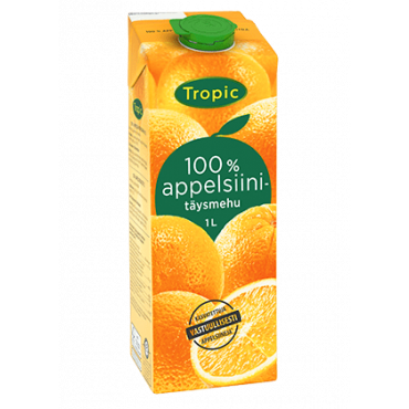 Tropic 100 % Appelsiinitäysmehu 1 L | Rauman Konttoripalvelu Oy