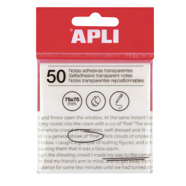 Apli läpinäkyvä viestilappu 75 x 75 mm valkoinen | Rauman Konttoripalvelu Oy