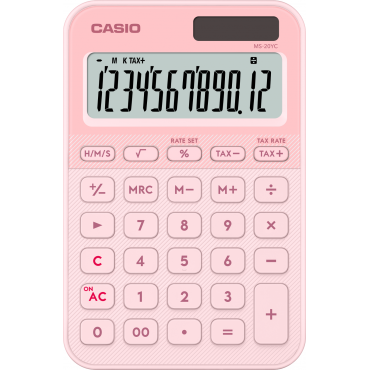 Casio MS-20YC pöytälaskin pinkki | Rauman Konttoripalvelu Oy