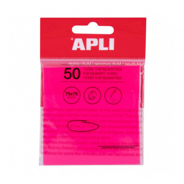 Apli läpinäkyvä viestilappu 75 x 75 mm pinkki | Rauman Konttoripalvelu Oy