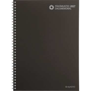 Päivämuistio/Dagsmemorial, parikierresidottu, musta | Rauman Konttoripalvelu Oy