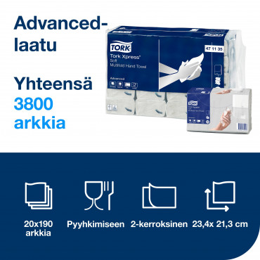 Tork Xpress® Soft Multifold käsipyyhe H2 | Rauman Konttoripalvelu Oy