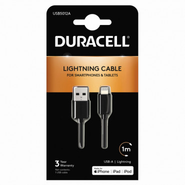 Duracell Apple Lightning lataus- ja datakaapeli 1m | Rauman Konttoripalvelu Oy