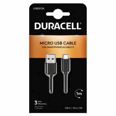 Duracell MicroUSB lataus- ja datakaapeli 1m | Rauman Konttoripalvelu Oy